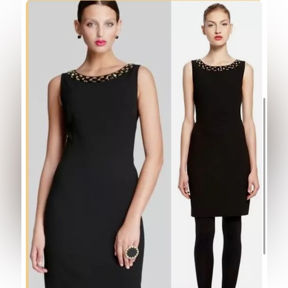 NWT DKNY Cut Out Studded Beaded Sheath Dress - Picture 2 of 6